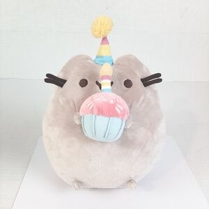 🔥Gund Pusheen Plush Birthday Cat w/ Cupcake & Party Hat 10” 2017